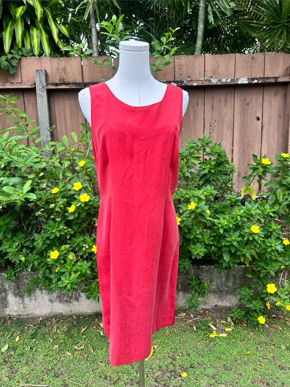 Hilo Hattie Red Silk Shift Dress Size 10 🌺